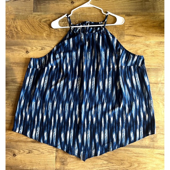 Lane‎ Bryant Halter Top with Hankerchief Hem Size 24 Plus Navy White Ikat NEW - Picture 3 of 10